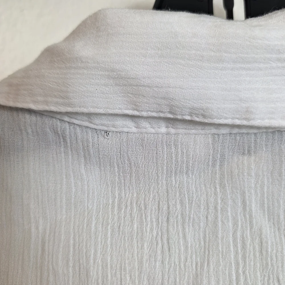 Lucky Brand Top Gauzy Eyelet Cutout Semi Sheer Button Down XLarge Shirt Boho - Picture 14 of 15